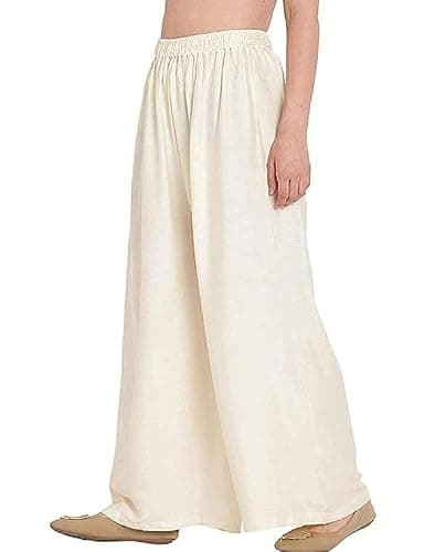 Thrifty Thread We Promise Comfort Women's and Girls Cotton Reyon Regular Fit Palazzo Pants (Pack of 1)- OFFWHITE-2XL 3