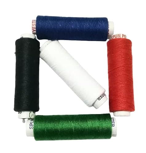 BRIKSHI Sewing Thread Basic Color Strong Cotton Polyester Sewing Threads Fast Premium Shade Spools for Machine and Hand Stitching, Tailoring Each Threads (White,Red,Black) Have 150 Meters Pack of 3 2