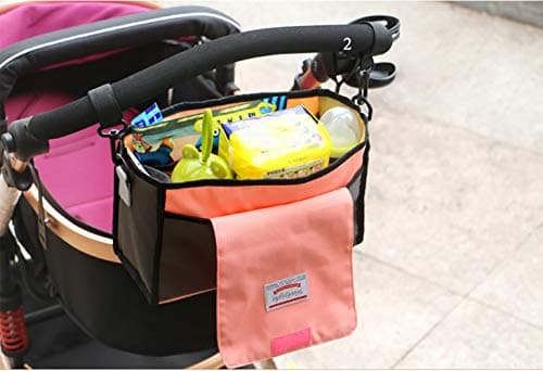 Tickle Tums Pram Stroller Organiser,pram Diaper Bag,Small Diaper Bag for Baby -Universal Fit Adjustable Interior Compartments Stylish Stroller Accessories and Diaper Bag (Pastel Peach) 3
