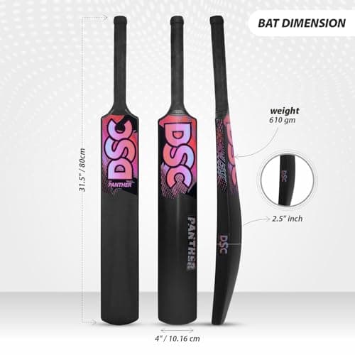 DSC Panther Plastic Cricket Bat - Ideal for Tennis and Gully/Turf Cricket Bat, Color-Black, Size-6 (12-15 Yrs) 4