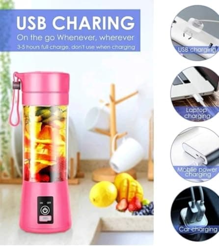 USB Rechargeable, Portable, Easy-to-use, Blender with a Sporty Look (best for Milk-Shakes, Smoothies, Whey-Protein, & Wet blending) (1, Multicolor, 25, Watts) 3