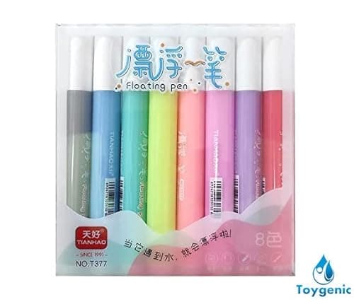 SHINETOY 8 pcs Magical Water Pen, Magical Floating Ink Pen, Erasing Whiteboard Marker, A Watercolor Pen That Can Float in The Water, Painting Pens Kit Set for Kids,Plastic 2