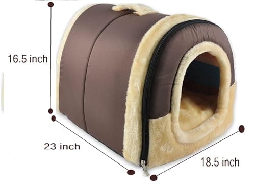 AMICA Igloo Dog House, Portable Cat Igloo Bed with Removable Cushion, 2 in 1 Washable Cozy Dog Igloo Bed Cat Cave, Foldable Non-Slip Warm for Pets Puppy Kitten Rabbit (Large) 5