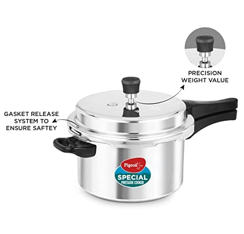 Pigeon by Stovekraft Aluminium Outer Lid Pressure Cooker Combo 2 litre, 3 litre, and 5 litre, Induction Base - 12685 (Silver) 4