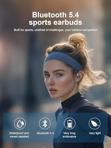 Wireless Earbuds Bluetooth 5.4 Headphones 53H Playtime Sport Earphones with LED Display,Over-Ear Buds Built in Mic in Ear Waterproof Headset for Workout Running Gaming 2