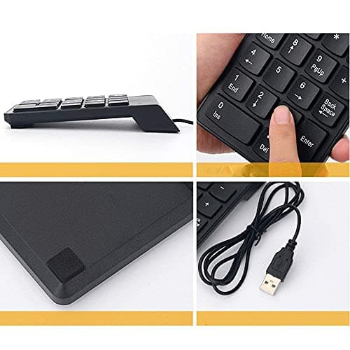 RyzCare RyzCar USB Numeric Keypad Numpad Portable for Laptop Desktop Computer PC, ChromBook, Surface Pro Notebook, Tax Number Calculate, Office Travel & Home Key Black 18 Key 4