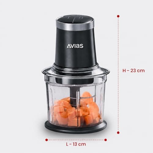 AVIAS Avismart Electric Vegetable Chopper for Kitchen with 2 Speed Modes, 300 Watts Copper Motor, 900 ml | 4 Stainless Steel Blades to Chop Vegetables, Nuts | 2 Years Warranty (Black) 2