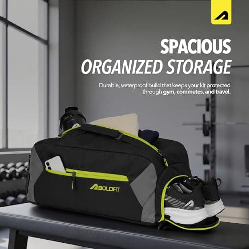 Boldfit Gym Bag for Man 33 litres Sports Duffle Bags Water Resistance Duffle Gym Bags for Men Multipurpose Travel Bag for Women Luggage Duffel Black Grey 33L 2
