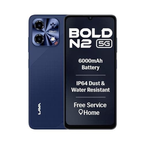 Lava Bold N2 5G (Billionaire Blue, 4GB RAM, 64GB Storage) | 6000 mAh Super Battery | Octacore Ultrafast Processor | Biggest 6.75 (HD+) 120Hz Display | IP64 Dust & Water Resistant | Free Service @ Home