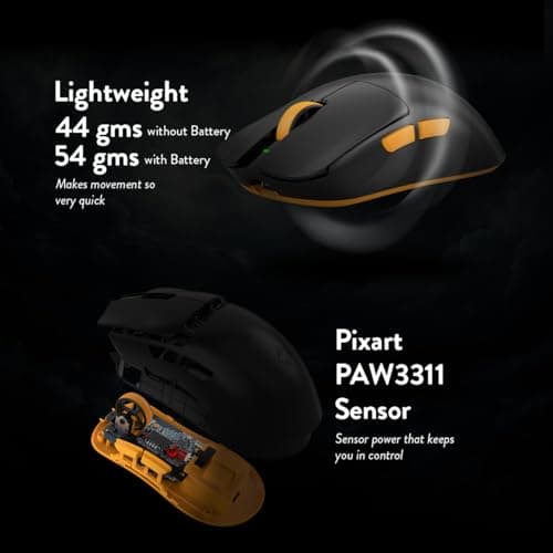 Cosmic Byte Aether Tri-Mode Wireless Gaming Mouse | 2.4GHz + Bluetooth + Wired | Pixart PAW3311 Sensor | 12000 DPI | 1000Hz Polling | 55g | 100M TTC Optical Switches | Replaceable Battery (Black) 5