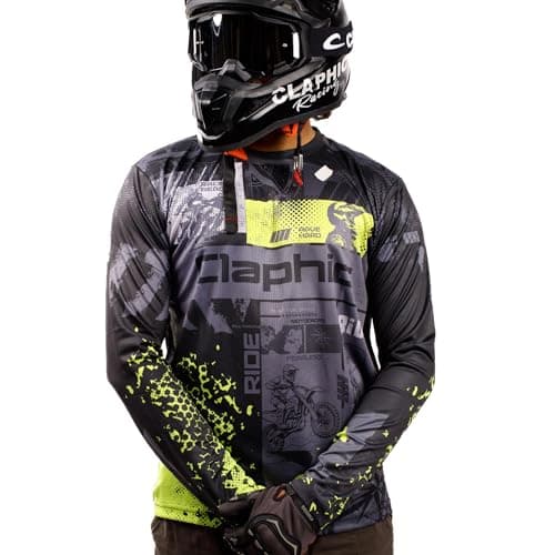 CLAPHIC Midnight Wolves Motocross Jersey | Riding Jersey Full Sleeve | Breathable Mesh | Reflective Logo | Neon | Dirt Bike MX Off-Road Enduro Riding Tshirt | S to 2XL (in, Alpha, 2XL, Regular) 5