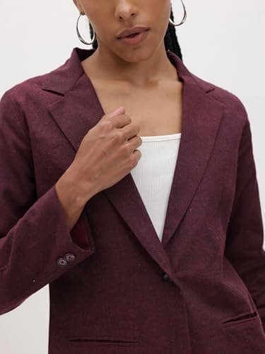 Cottinfab Maroon Solid Single-Breasted Formal Blazer 2
