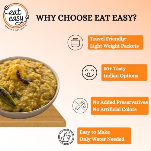 Eat Easy Ready To Eat Dal Khichdi (92gm- Pack of 2) | Just Heat & Eat | High Protein & Fiber | Light on Stomach | No Preservatives | Instant Food for Travel, Hostel, Trekking, Camping, Hiking, Office 5