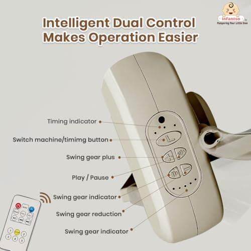 Infantso Premium Electric Baby Cradle Swing - Bluetooth & Remote Control Palna Jhula with Custom Swing Time, Adjustable 5-Speeds, Automatic Swing Cradle for 0-12 Months, Soft Mattress 5