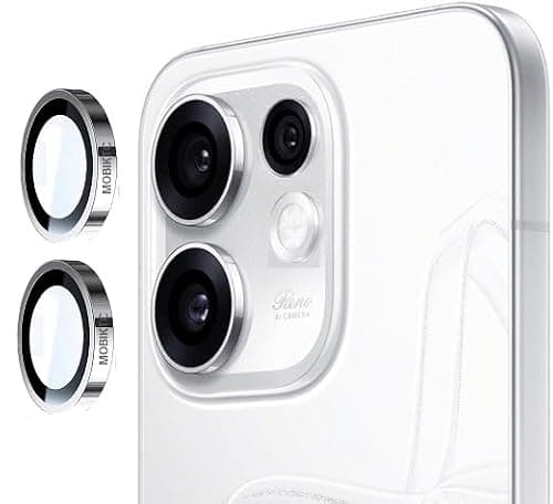 MOBIKTC HQ+ New For Oppo Reno 16C 5G Camera Ring Lens Tempered Glass Protector Back Camera Lens Screen Protector 2D Anti Shock/Anti-Scratch/Clear/Silver/2 PIECE IN (2Set)