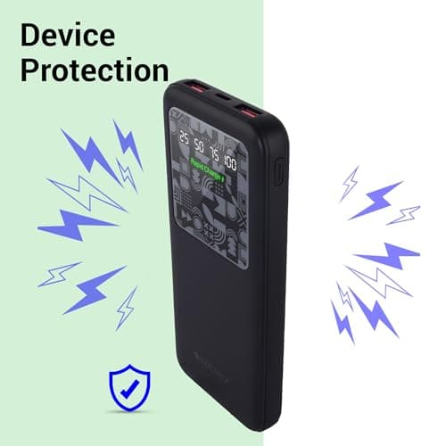 ZEBRONICS MB10000S15 Power Bank, 10000 mAh, Rapid Charge, 22.5W Output, Dual USB Output, PD 3.0 Type C, Built in Protections, Percentage Indicator, Made in India, Black 4