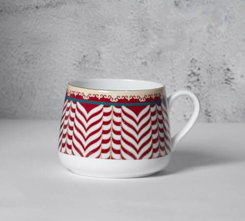 India Circus by Krsnaa Mehta Blushed Orchard Cup and Saucer for Tea & Coffee Set of 4 (4 Cups + 4 Saucers) | Home and Kitchen Dishwasher Safe| Ideal for Gifting Every Celebration | 220 mL Each 4