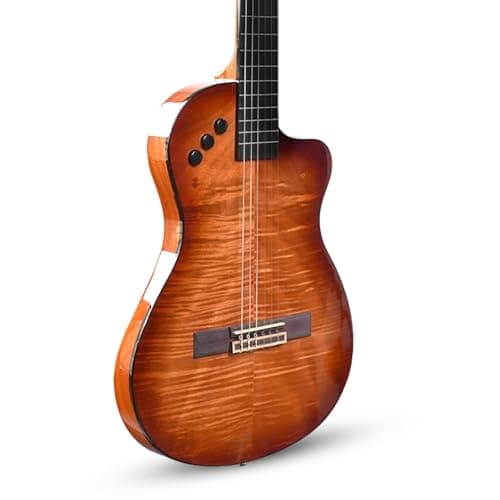Kadence 39 Electric Classical Guitar - Thin Body SILENT GUITAR - Nylon Strings, Solid Okoume back & sides, Gloss Finish with Rounded Frets, Padded Bag and EQ (Travel Classical Guitar) 3
