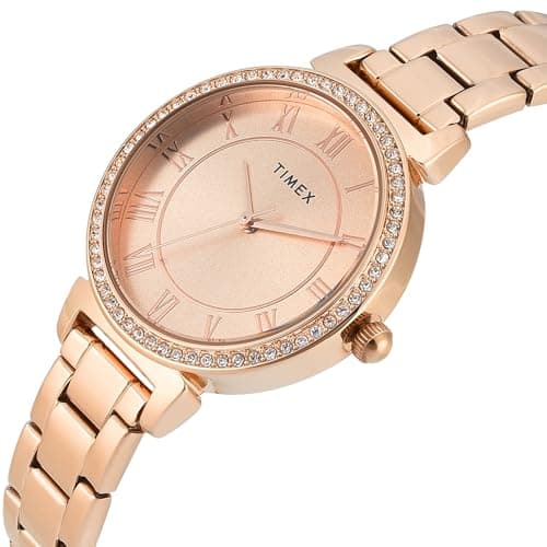 TIMEX Analog Watch for Woman with Rose Gold Round Dial & Rose Gold Stainless Steel Bracelet Band Water Resistant Women's Wrist Watches - TWEL223SMU01 4