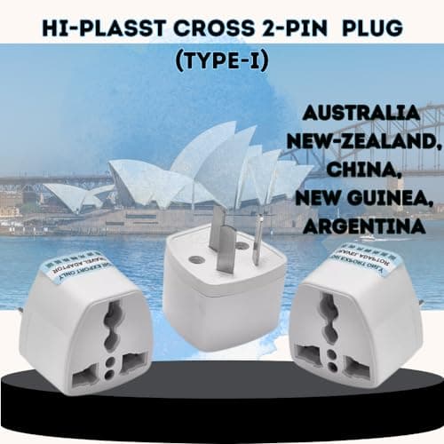 Hi-Plasst India to Australia Plug Converter | Pack of 1 Type-I (3-Pin) | for China, New Zealand, Argentina, Fiji Universal Socket | Australian Adapter for Phones, Laptops, Chargers 3