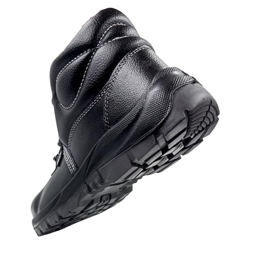 Allen Cooper 1008 Hi-Ankle Men's Safety Shoe, Size-8 UK, Black-Grey (Free Socks) 3