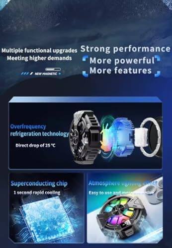 Cubonic Magnetic Mobile Cooling Fan Radiator Semiconductor with LED Light & Retractable Mobile Holding Clip (p60 with display) 2