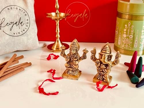Premium Gift Hamper with Pure Brass Lakshmi Ganesh Idol, Traditional Brass Diya, Dhoop & Incense Sticks in an Elegant Box | Ideal for Corporate Gifting, Wedding, House Warming, Diwali, and other such  5