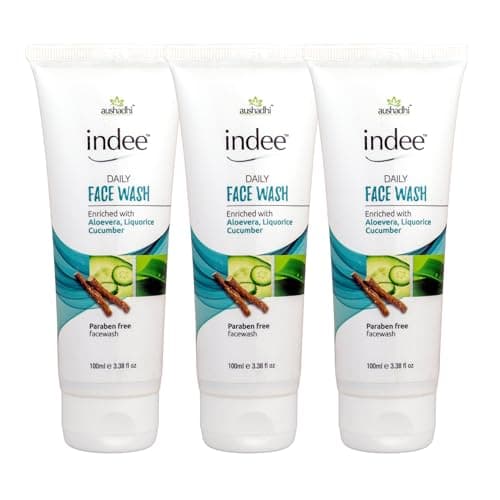 Indee Daily Face Wash Liquorice Cucumber Gentle Cleanser Non Irritant Non Drying for Oily Sensitive Combination Skin Women Men (100ml, Pack of 3)