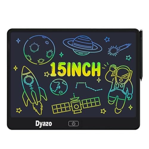 Dyazo 15 Inch Writing Tablet Pad | LCD Re-Writable Colorful Screen Pad with Stylus | Digital Graphic Slate for Kids & Students, Drawing, Learning and Office Notes (Black)
