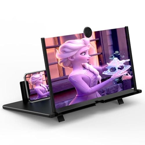 8" Screen Magnifier -3D HD Mobile Phone Magnifying Projector Screen Enlarger for Movies, Videos and Gaming – Foldable Phone Stand Holder with Screen Amplifier–Compatible with All Smartphones