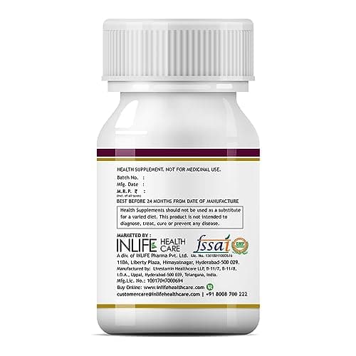 INLIFE L-Arginine 1000mg, Nitric Oxide & Muscle Stamina, 60 Veg Capsules (Pack of 1) 4