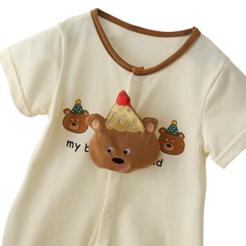 Hopscotch Baby Boys Animal Print Short Sleeves Cream Rompers For Ages (6-9 Months) 3