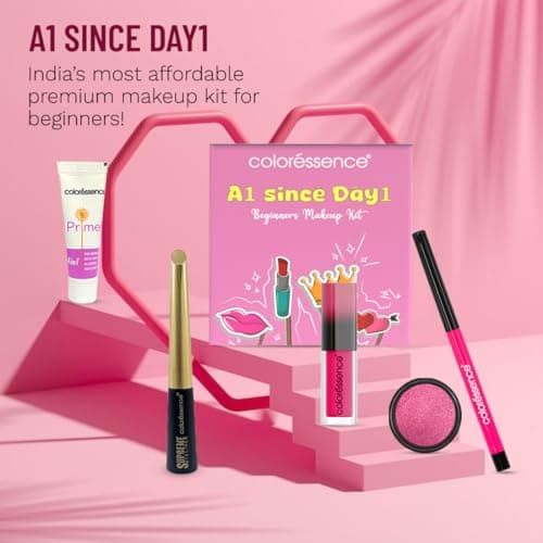 Coloressence A1 Since Day1 Beginners Makeup Kit, Pack of 5 Premium Products (Liquid Lipstick, Kajal, Eyeliner, Eyeshadow, Primer) 2