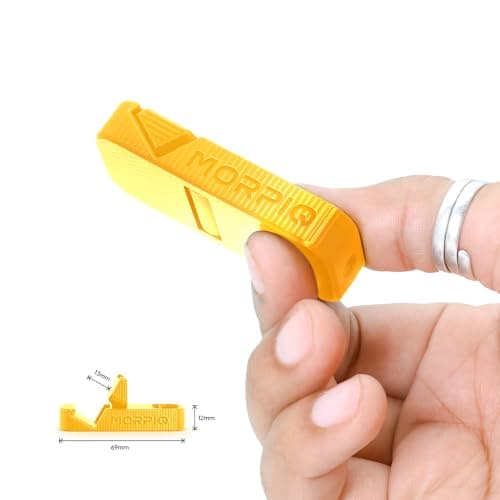 Morpiq Foldable Phone Stand – Pocket-Sized Portable Mobile Holder for Travel & Desk, Keychain Stand Compatible with iPhone, Samsung, OnePlus, Vivo, Oppo & All Smartphones | 3D Printed (Yellow) 4