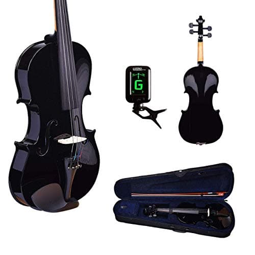Kadence V001D-C Vivaldi Violin | 4/4 Full Size with Basswood Body & Brazilwood Bow | Includes Lightweight Hard Case, Bow, Rosin, Tuner & Learning Course | Black