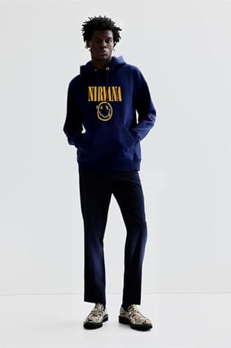 THE DUFFERS | Nirvana Hoodie for Men's & Women's Cotton Hooded Hoodies Sweatshirt Unisex Blue XL 3