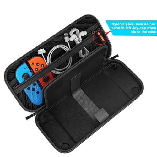 VERTUS® Carrying Travel Pouch Case Cover for Nintendo Switch 2017 / Nintendo Switch OLED 2021, with 20 Games Cartridges Protective Hard Shell for Nintendo Console (Black) (Console is not Included) 6