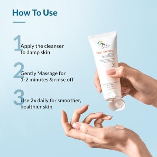 Fixderma Non Drying Cleanser, soap-free & pH Balanced cleanser, Pore-Refining, Dermatologist tested, Face Exfoliator, Non-comedogenic & Non-irritating skin cleanser - 75g 5