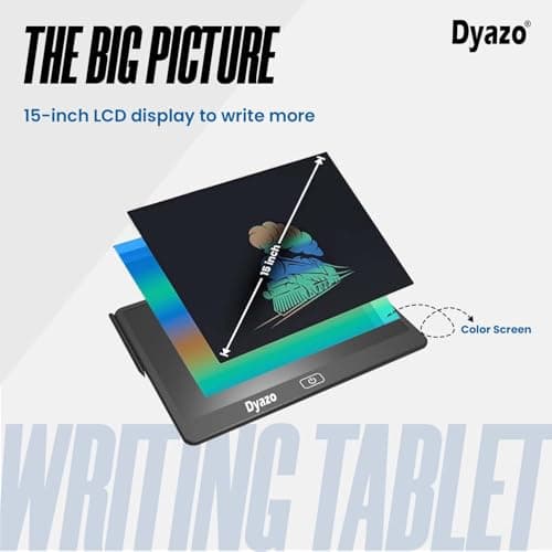 Dyazo 15 Inch Writing Tablet Pad | LCD Re-Writable Colorful Screen Pad with Stylus | Digital Graphic Slate for Kids & Students, Drawing, Learning and Office Notes (Black) 2