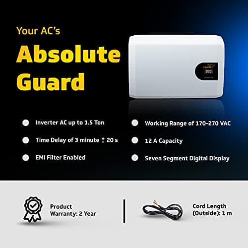V-Guard iMagno 410 AC Stabilizer for 1.5 ton Inverter AC | Digital Display| Intelligent Time Delay System | Energy Efficient Design | 2 Year Warranty by V-Guard | White (Working Range 170-270 VAC) 2
