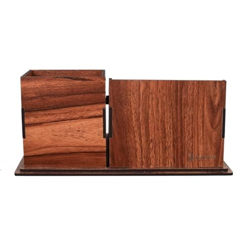 LULELA Wooden Office Desk Organiser and Accessories, Multi-Functional Stationary Supplies Desktop Organizer Set, Small Wood Desk Organization, Easy Assembly Table Organiser (Brown, Big) 5