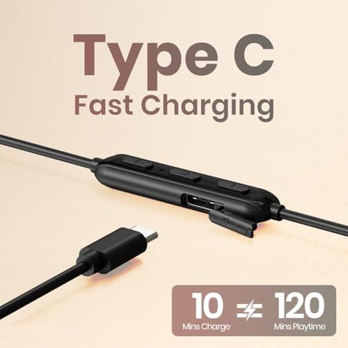 Portronics Harmonics Y2 in Ear Bluetooth Neckband with Upto 70 Hours Playtime & in Line HD Mic, Dual Pairing, Gaming/Music Mode, Low Latency, Bluetooth Version 5.4V, Type C Fast Charging(Black) 5