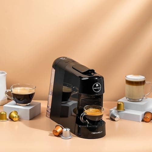 Caramelly Espresso Pop Nespresso Coffee Capsule Machine (New 2026 Model) with 1yr Warranty - Coffee Maker for Espresso & Americano | 20 Bar pressure | Nespresso Pods Compatible with LED Glow Ring 5