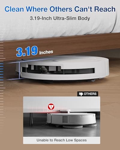ECOVACS DEEBOT T50 PRO Omni Robot Vacuum and Mop, 3.19” Ultra-Slim, 15,000Pa Suction, ZeroTangle 2.0, TruEdge Edge Cleaning, AIVI 3D Obstacle Avoidance, Auto Mop Wash & Dry, Self-Emptying,White 5