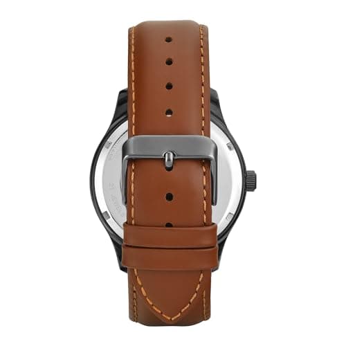 TIMEX Automatic Watch for Man with Grey Round Dial & Brown Leather Strap Band Water Resistant Men's Wrist Watches - TWEG208SMU14 4
