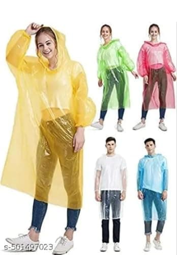 Waterproof Hooded Raincoat Poncho, Free Size, Lightweight, Travel Friendly, Multicolour 4
