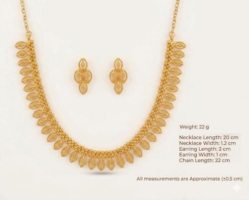 Ragav Trends Gold-Plated CZ Necklace Set – Tradition Meets Modern Elegance | Latest Collection with Matching Drop Earrings | Jewellery Sets for Girls and Women (Gold Plated Plain Necklace Set) 3