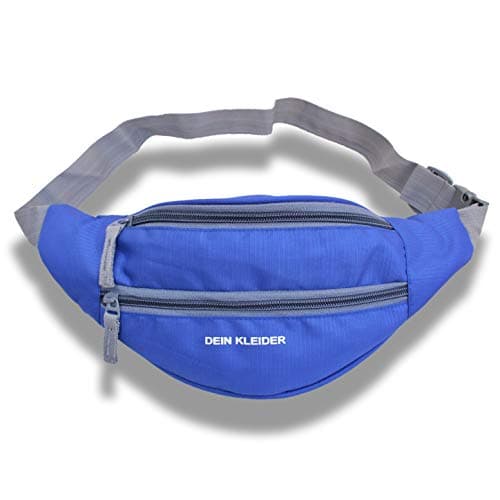 Dein Kleider Waist Pack Travel Handy Hiking Zip Pouch Document Money Phone Belt Sport Bag Bum Bag for Men and Women Nylon (Dark Blue) 2