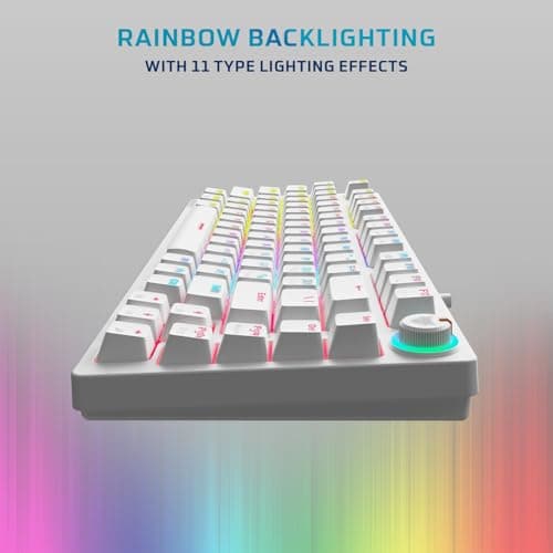 EvoFox Katana X2 TKL Mechanical Gaming Keyboard | 3‑Pin Replaceable Silent Red Switches, Dynamic Backlighting, All Keys Anti‑Ghosting, Volume Knob, Copilot, Xbox Gamebar, Screenshot & More (White) 5