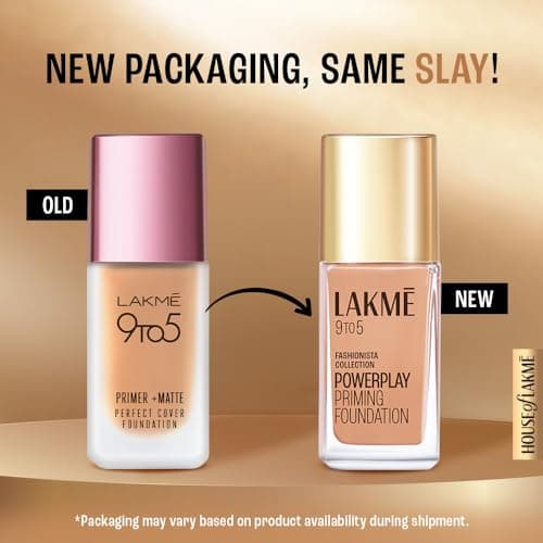 Lakme Powerplay Priming Foundation, Natural, Flawless Finish, Medium To Full Coverage, Built in Primer, Long Lasting, SPF 20, Warm Sand, 25ml 3